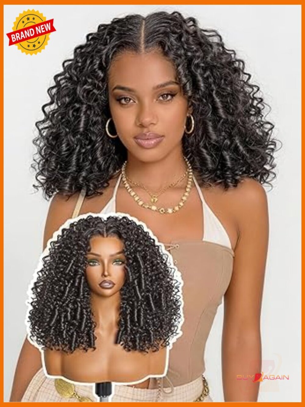 14" Kinky Curly Half Wig 200% Density 13x6 HD Lace Frontal Glueless Headband Wig